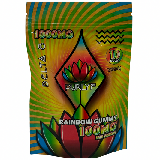 Purlyf 1000mg D8 Rainbow Gummies - 10ct