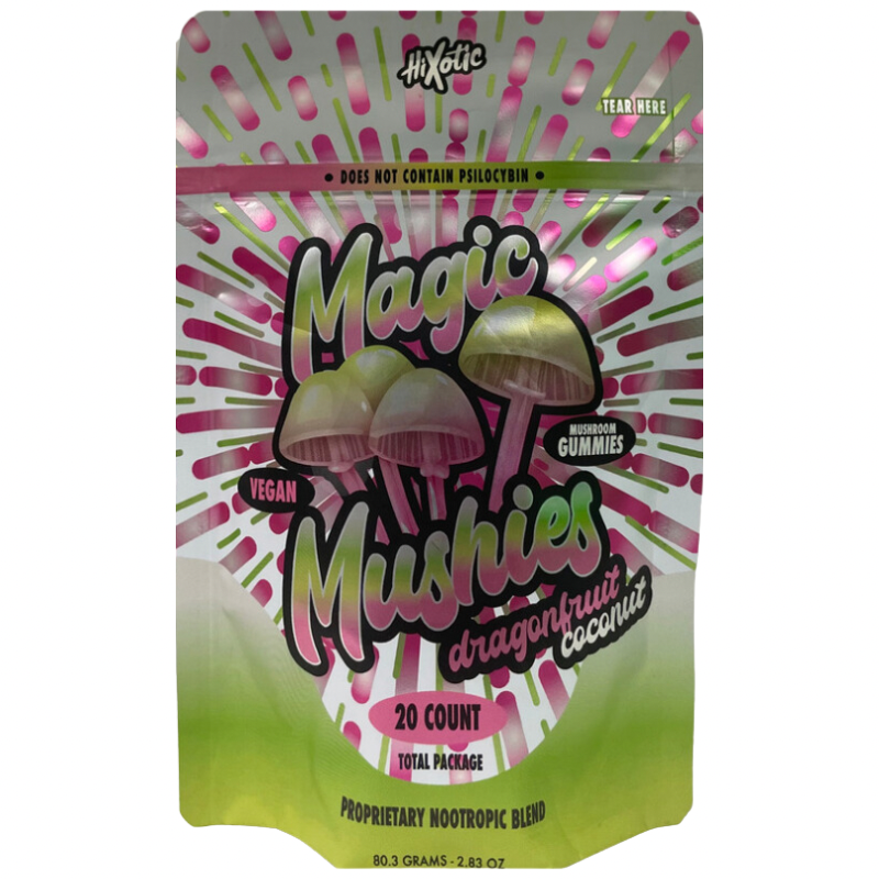 HiXotic Magic Mushies 20ct Gummies Dragonfruit Coconut.