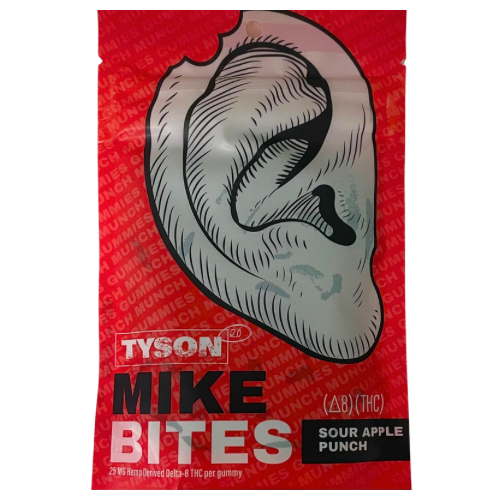 Mike Tyson Delta 8 THC Gummies, Mike Bites, sour apple punch