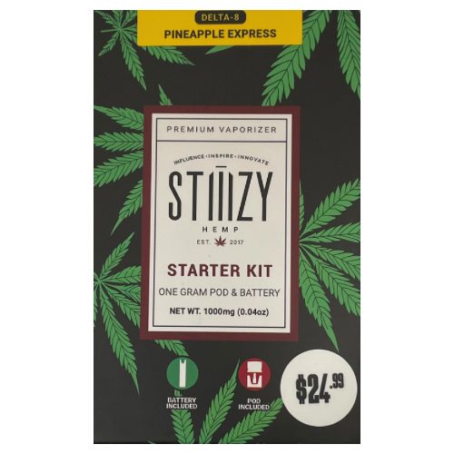 Stiiizy Starter Kit Delta 8 Pineapple Express 1g pod and battery included.