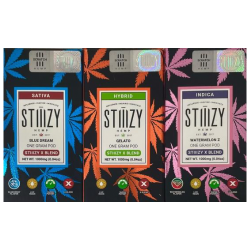 Stiiizy X Blend 1g Pods Blue Dream, Gelato, and Watermelon Z