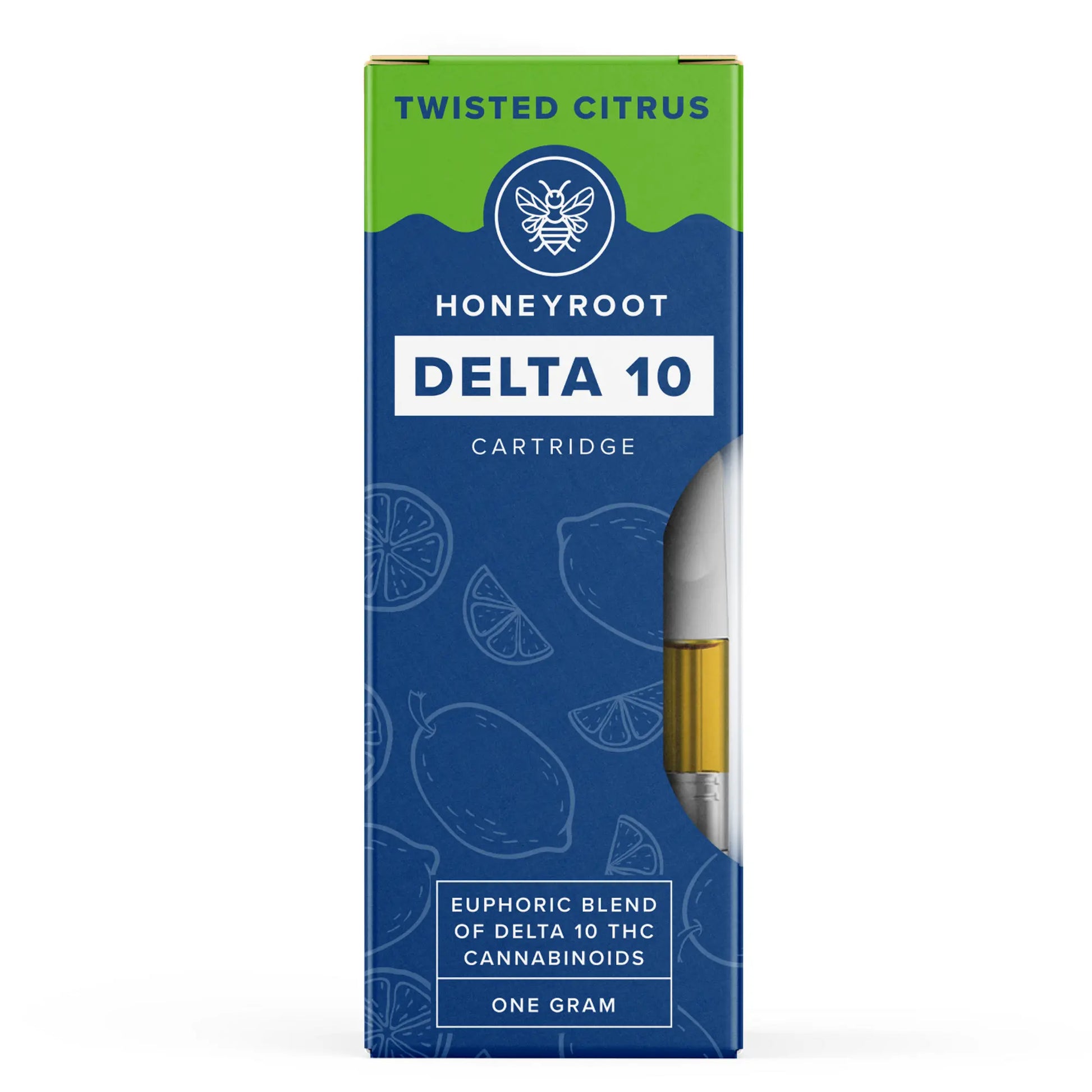 Honeyroot Delta 10 THC Cartridge 510 threaded Twisted Citrus Sativa available in Omaha, Nebraska or online at Delta8emporium.co