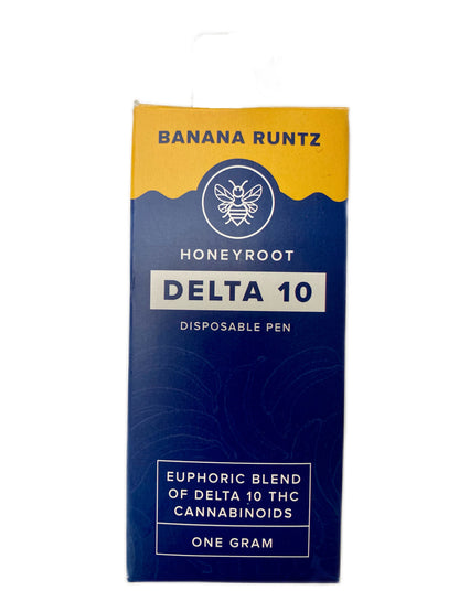Honeyroot Delta 10 THC 1 gram Rechargeable disposable Banana Runtz Hybrid available in Omaha, Nebraska or online via Delta8emporium.co
